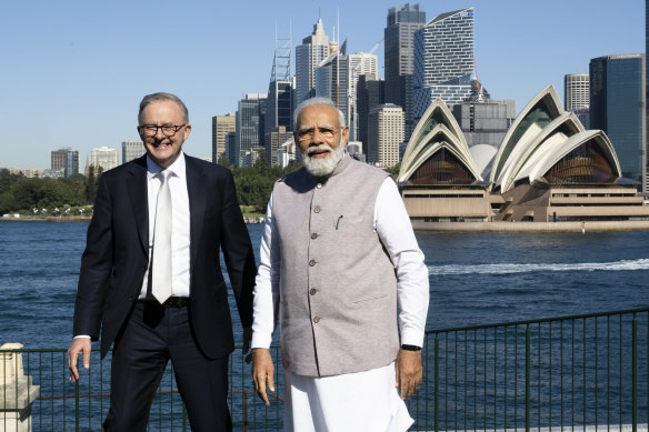 Prime Minister Anthony Albanese and Indian Prime Minister Narendra Modi.