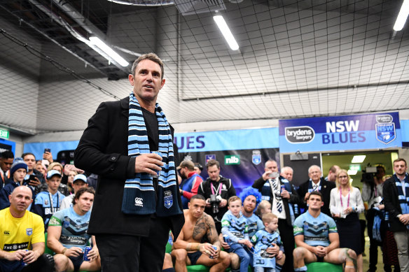 Brad Fittler in the NSW sheds during the 2018 State of Origin series.