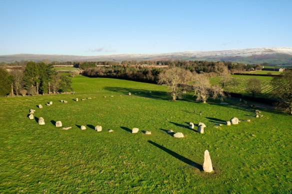 The Bronze Age circle is made up of 59 enormous stones, 27 of which remain upright.