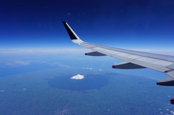Mount Taranaki on approach to Auckland.