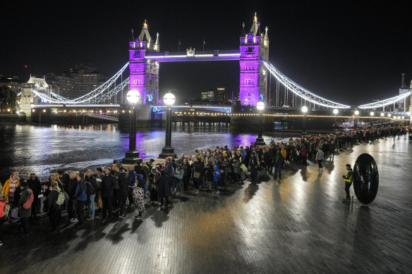 The queue to pay respects to the late Queen Elizabeth II snaked along the River Thames in September.