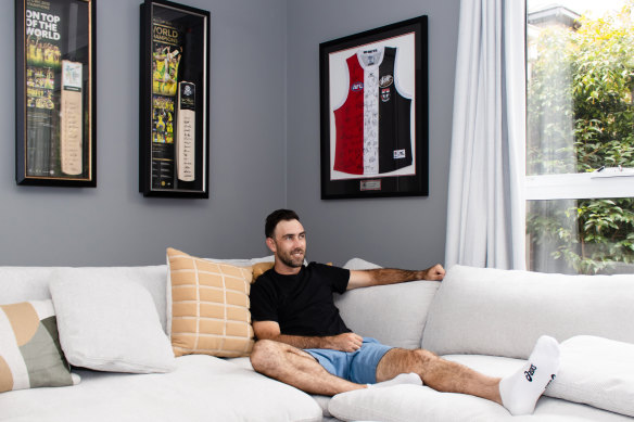 In relaxed mode: Glenn Maxwell takes it easy at home. Photo: The Brand Bar.
