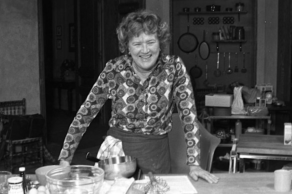 Julia Child on the set of her cooking show, The French Chef. 