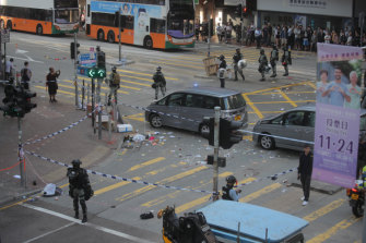 Police cordon off the scene of the shooting.