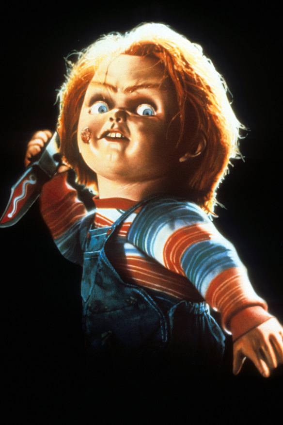 Chucky goes full Chucky in a scene from the 1988 film Child’s Play.