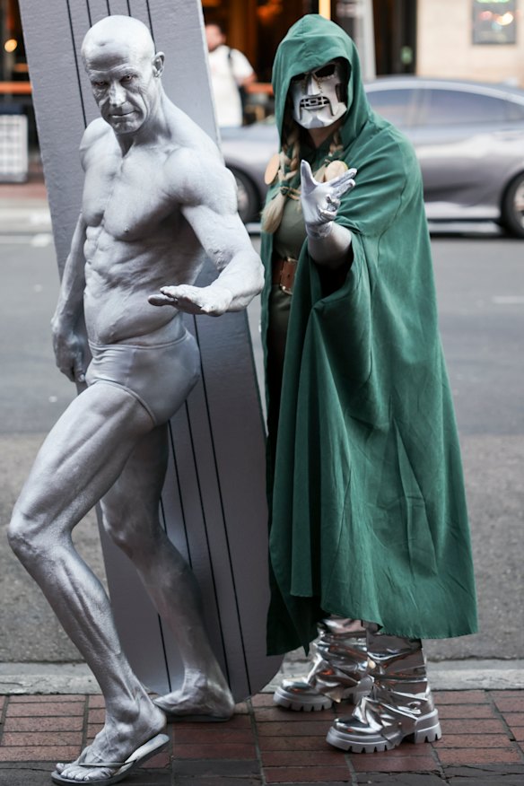 Fans dressed as Silver Surfer and Doctor Doom at San Diego’s Comic-Con.