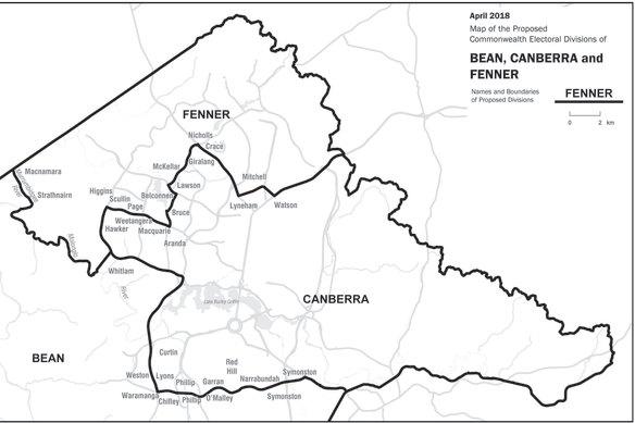 The new proposed federal electorates for the ACT.