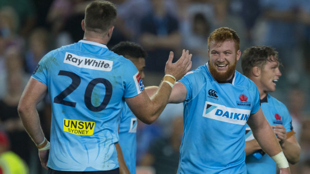 Debut: Harry Johnson-Holmes celebrates a late win against the Stormers