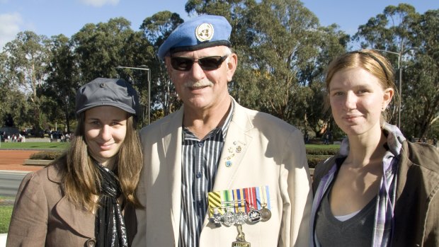 Canberra man Wayne Schofield with his daughters Shelby (left) and Merideth (right).