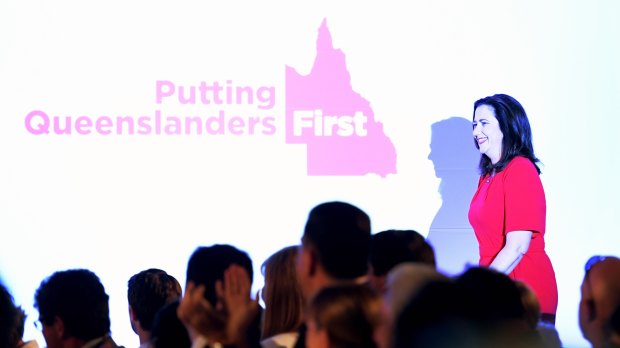 Queensland Premier Annastacia Palaszczuk takes to the stage to officially launch the Labor election campaign.