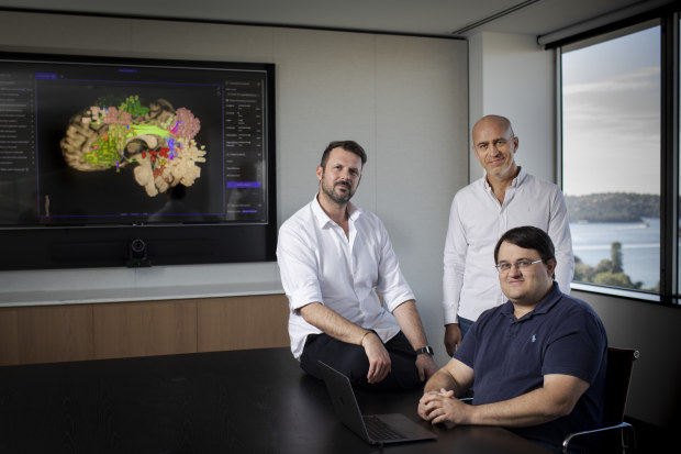 Omniscient team : from left - co-founder and chief data scientist  Dr Stephane Doyen - CEO Stephen Scheeler - co-founder and chief medical officer Dr Michael Sughrue