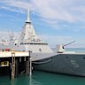A Japanese frigate docked in Darwin. Japan and other US allies in the region are under pressure to spend more on defence.