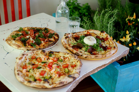 Wood fired pizzas at Fratelli Pulcinella in Parramatta.