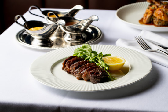 The Blackmore wagyu short scotch comes with a full condiment service.