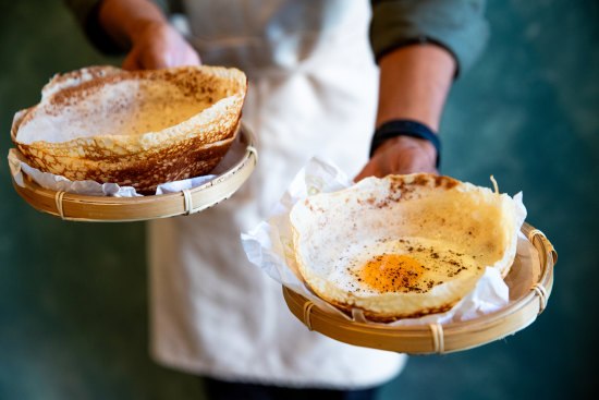 Hoppers, served plain or with an egg, are a must.