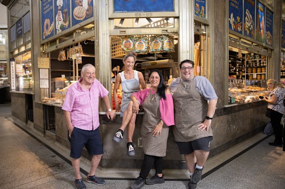 After 52 years, the family-run M&amp;G Caiafa bread and pastry shop at Queen Victoria Market has closed. Michael Caiafa, Michelle, Mary-Jane and son Michael gathered to mark their last trading day.