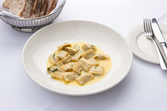 Scopri’s agnolotti del plin, filled with rabbit, veal and pork.