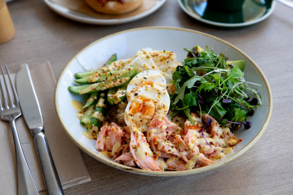 Hickory smoked salmon bowl.