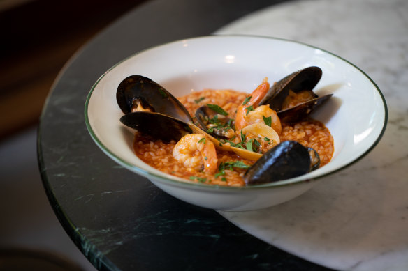 A bowl of risotto marinara.