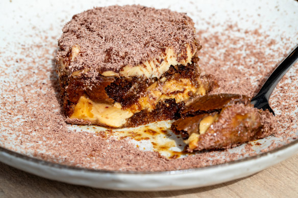 Antica Formula vermouth adds a kick to the tiramisu.