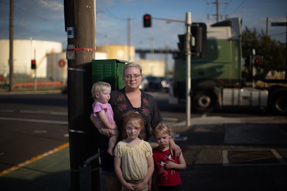 Mother-of-three Jessica Marsh worries about the effects of truck pollution from the Port of Melbourne.