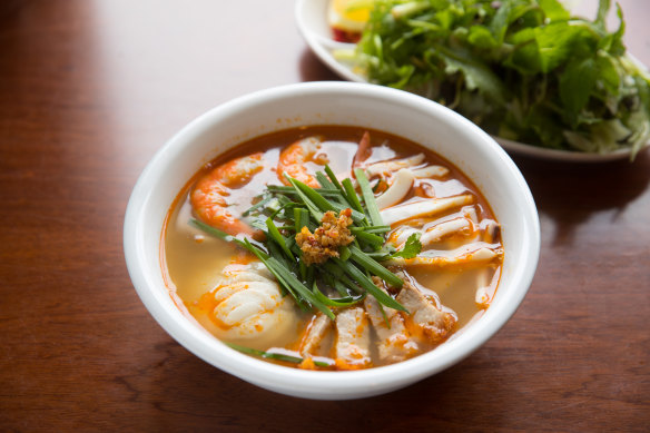 Bun Ngon’s fermented fish noodle soup, bun mam.