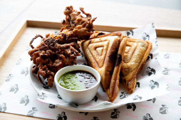 Flyover Fritterie’s paneer and dosa jaffle.