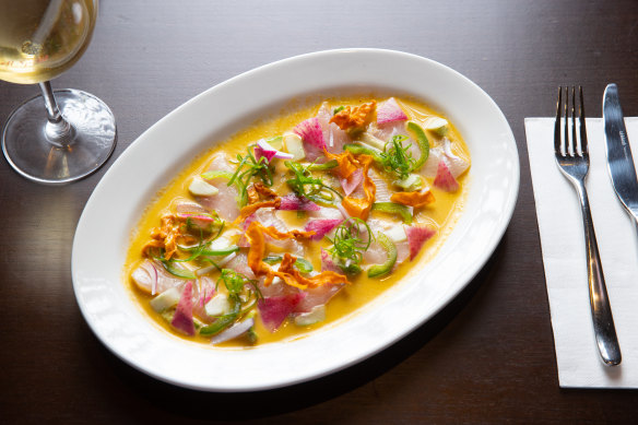 Kingfish tiradito is a vibrant dish at The Albion, much lighter than most pub fare.