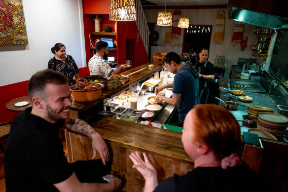 The open kitchen takes up most of the space at Nu’u by Nativo in Glebe.