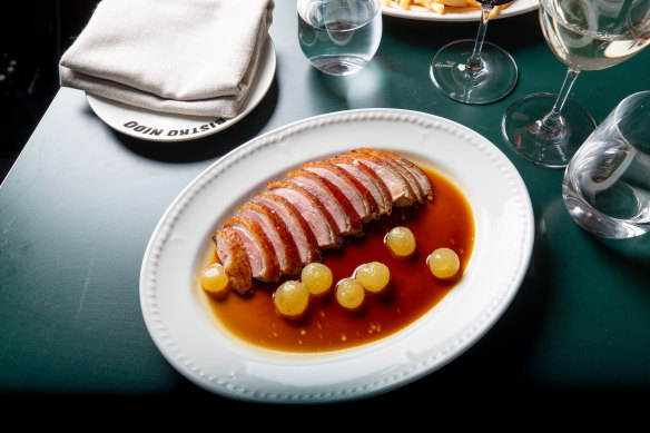 Roasted duck breast with pickled kyoho grapes.