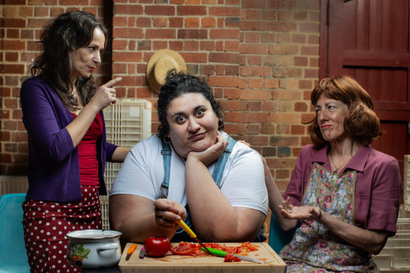 From left, Lucia Mastrantone, Chanella Macri  and Jennifer Vuletic bring <i>Looking for Alibrandi</i> to the stage.