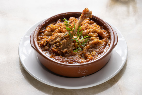 Le Bouchon’s cassoulet with roasted pork belly, pork sausage and confit duck.