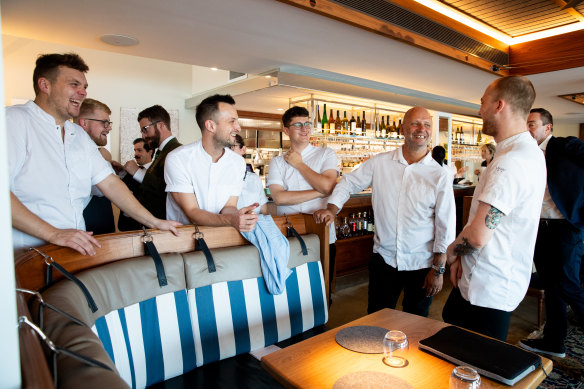 Chef Simon Rogan (second from right) with his team.