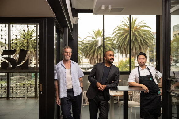 The Saint team, from left, James D Field, Mrinal Beekarry and Gary Lai, are a welcome addition to down-at-heel Fitzroy Street.