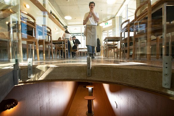 The bunker-like bar beneath.
