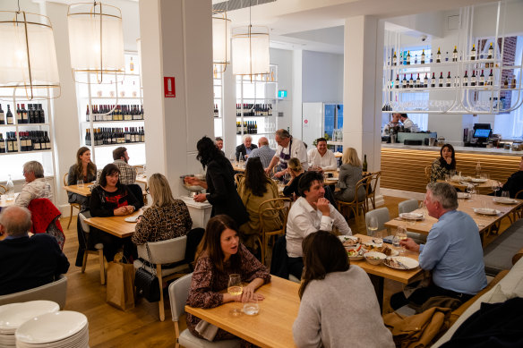 The expansive dining room at Alpha.