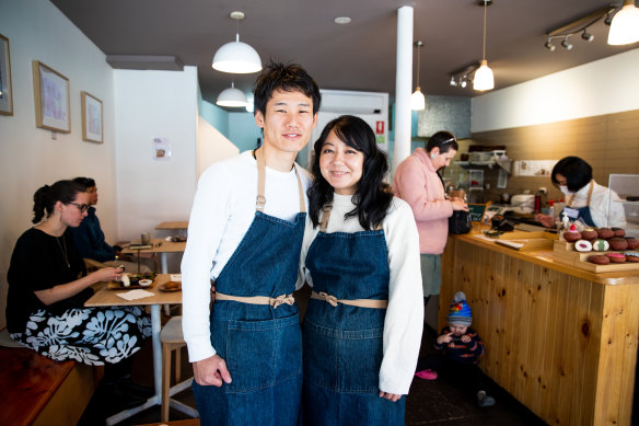 Comeco owners Yu Ozone and Masa Haga, who describe onigiri as “soul food”.