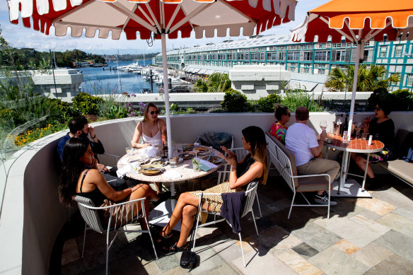 The rooftop bar at The Woolly Bay Hotel.