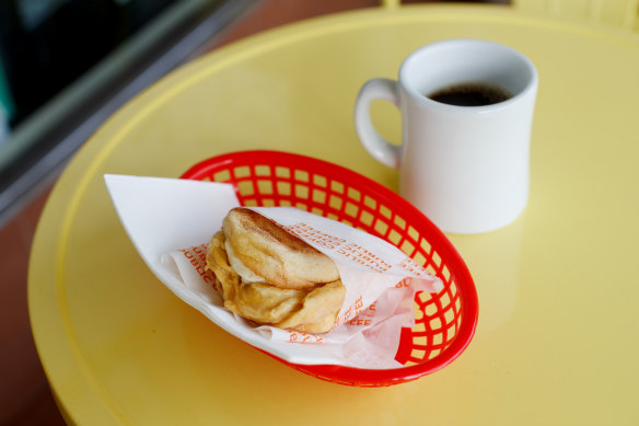 Japanese curry scrambled egg muffin with Kewpie mayo.