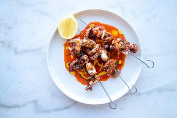 Clarence River baby octopus skewers at  St Siandra.