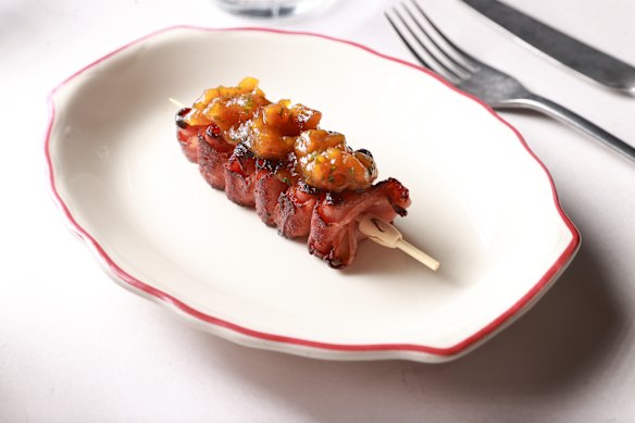 The grilled mortadella skewer is the pick of the snacks.