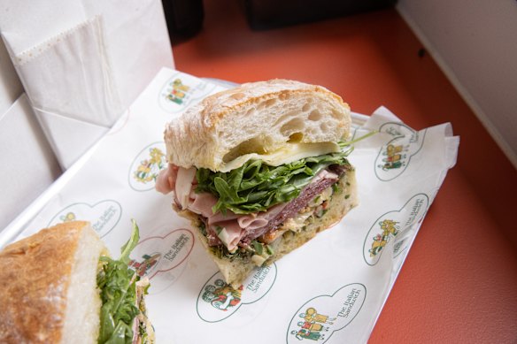 The Backhander features mortadella, prosciutto and salami.