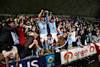 Melbourne City celebrate with the Premiers Plate.