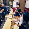 Counter seating is common in Japan.