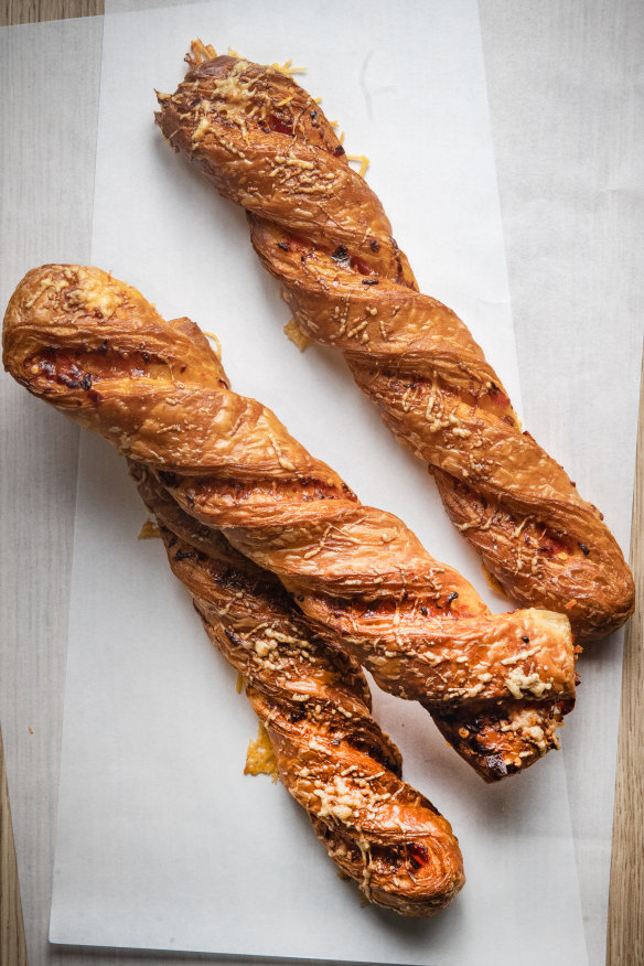 Chilli-cheese twists, threaded with a house-fermented mix of bird’s eye chilli, vodka and sugar.