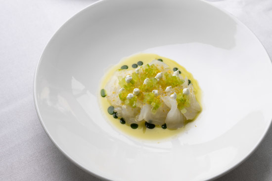 Coral trout crudo with bottarga.