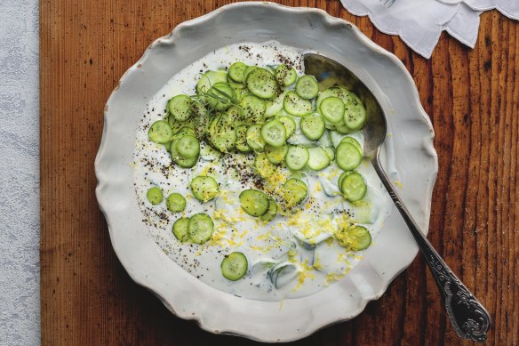 Dill, tarragon and buttermilk dress this cooling salad made with heirloom cucumbers.