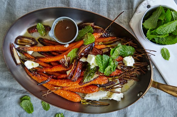 Check the tops look fresh and green if you’re roasting carrots for this Danielle Alvarez salad.