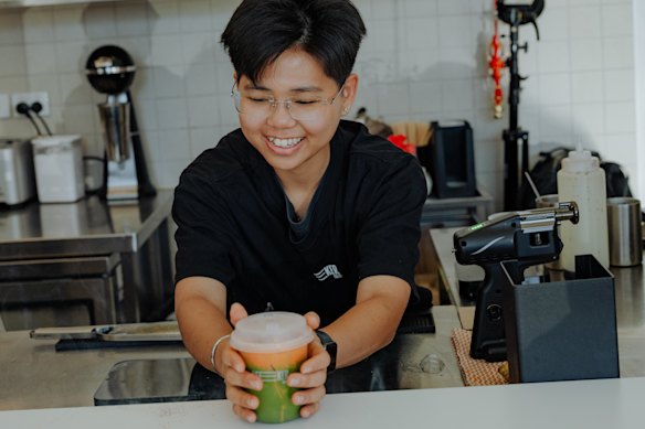 The signature drink, Passenger Princess, for takeaway at Seeker, Cabramatta.