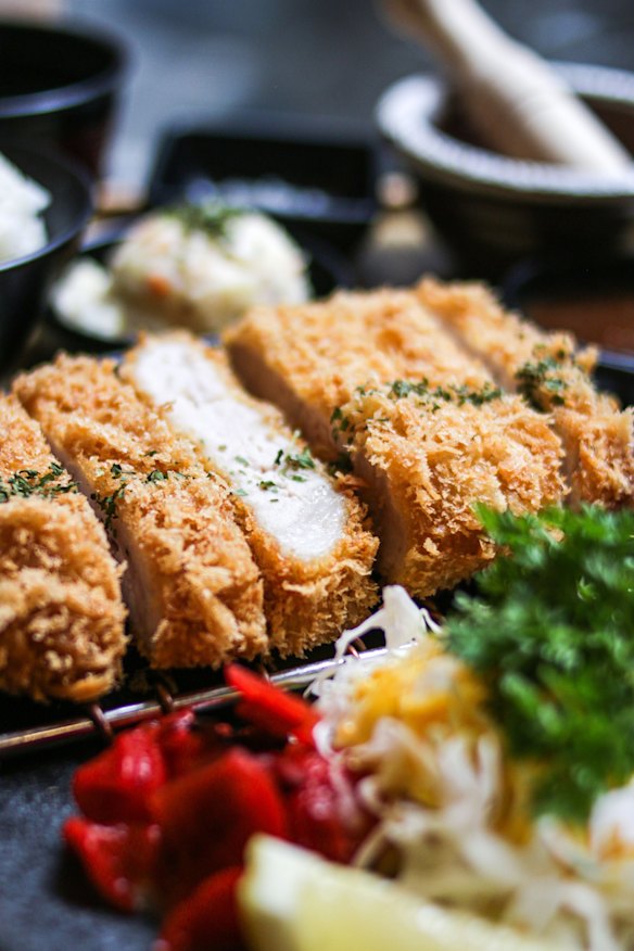 Golden, crumbed katsu.